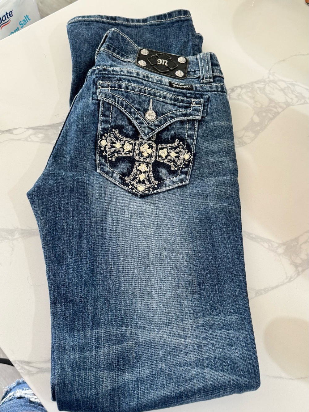 Miss Me Dark Blue Embellished Boot Cut Jeans
